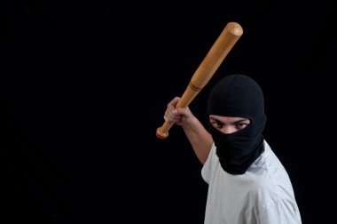 Young holigan provocate with baseball bat clipart