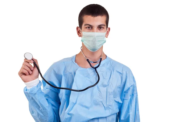 Young male doctor using stethoscope — Stock Photo, Image