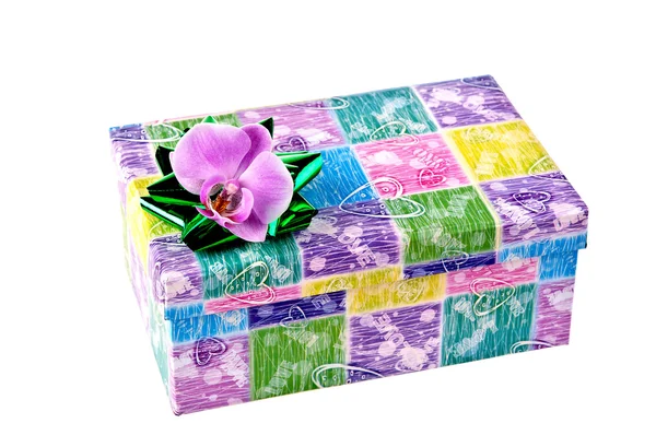 Decorative gift box whit bow — Stock Photo, Image