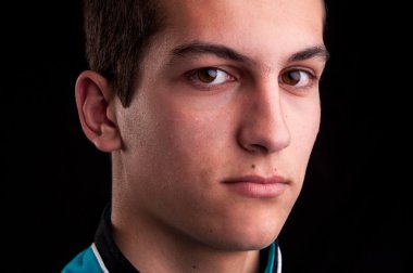 Genç Beyaz genç, closeup headshot portresi