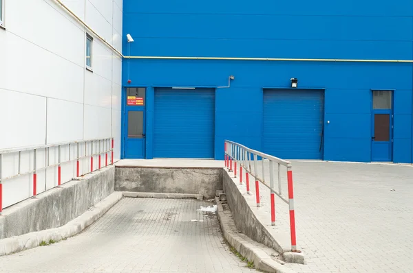 Front view of blue loading docks — Stock Photo, Image