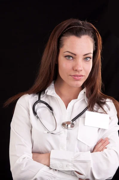 Portrait of a professional medical woman doctor, with stethoscop — Stock Photo, Image