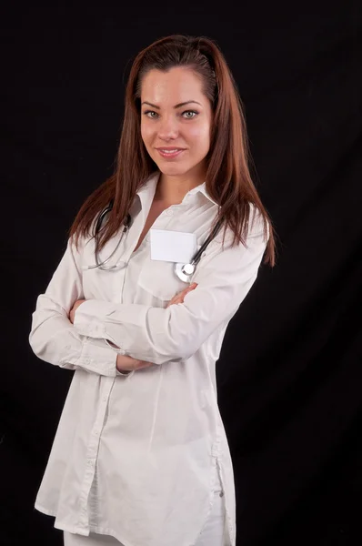 Retrato de una médica profesional, con stethoscop —  Fotos de Stock