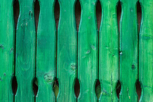 Close up of green wooden fence panels — Stock Photo, Image