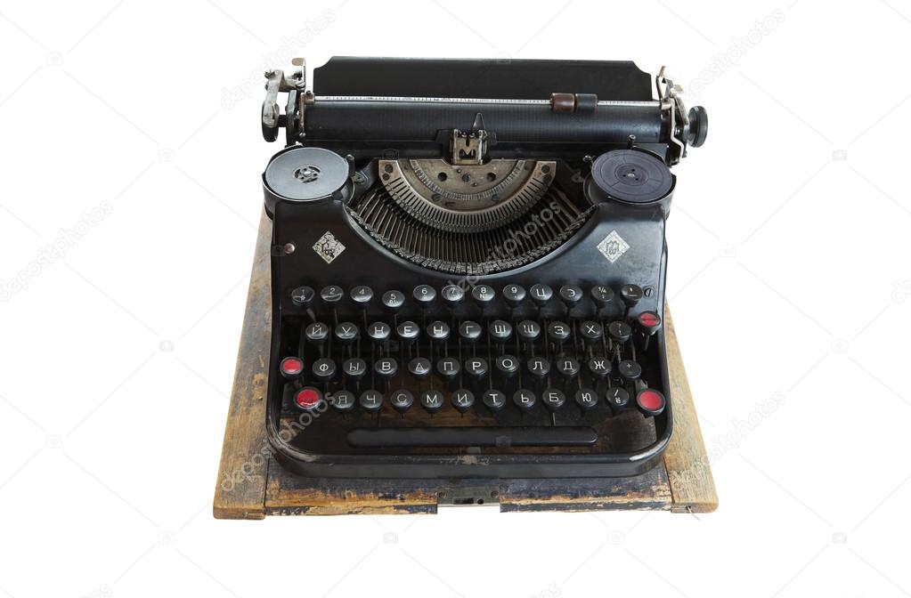 old typewriter on a white background
