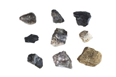 Beyaz arka plan üzerinde izole farklı taş