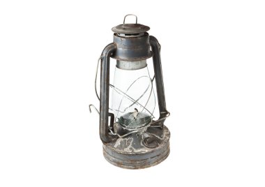 Beyaz arkaplanda izole edilmiş eski gaz lambası