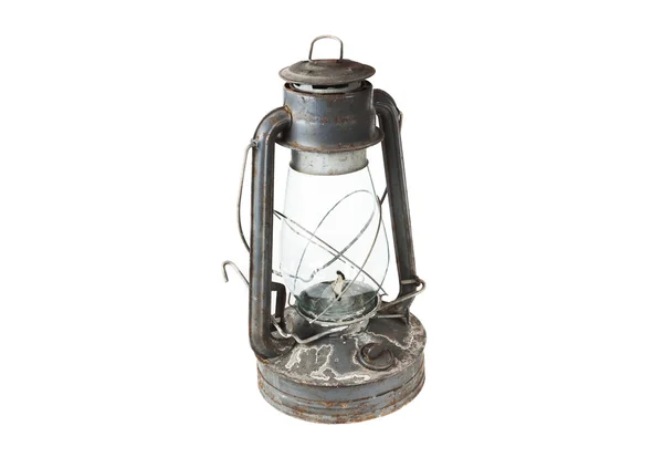 Starý petrolej lampa izolované na bílém pozadí — Stock fotografie