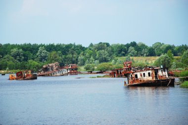 Chernobyl. Abandoned ships clipart