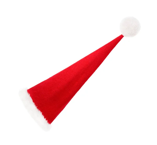 Chapéu Vermelho Papai Noel Sobre Fundo Branco — Fotografia de Stock