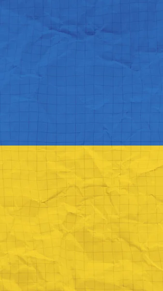 Drapeau ukrainien couleurs fond. Texture de feuille de papier de section verticale froissée avec espace de copie — Photo