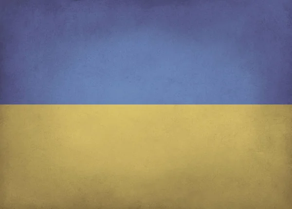 Drapeau ukrainien bleu et jaune vieux fond de papier de couleur avec vignette et copyspace — Photo