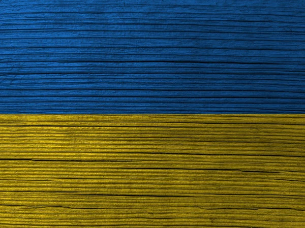 Oekraïense vlag geschilderd. Gerimpeld blauw en geel gekleurde grungy achtergrond — Stockfoto