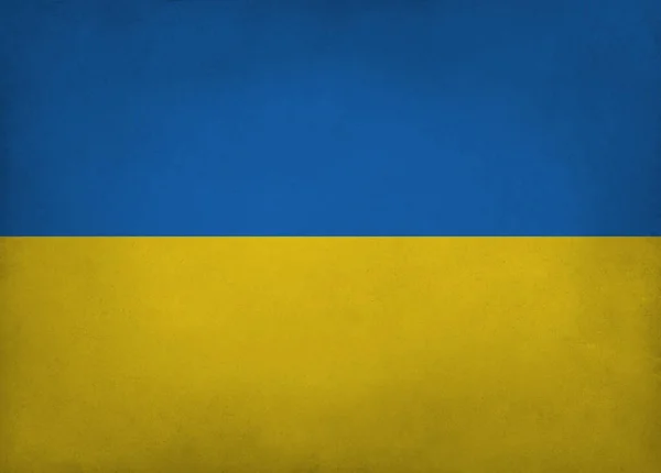 Ukrainische Flagge Blau Und Gelb Gefärbt Alten Papierhintergrund Mit Vignette — Stockfoto