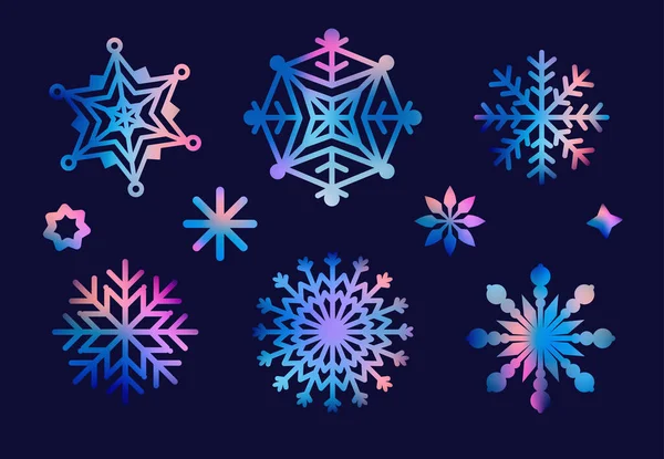 Векторная иллюстрация с яркими неоновыми снежинками. — стоковый вектор