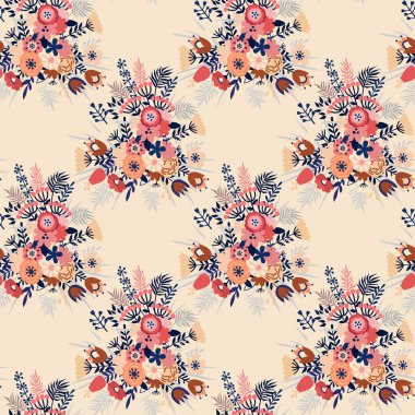 Çiçek desenli kusursuz vektör deseni.