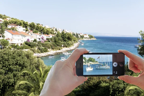 Croatian coast snapshot smartphone — Stok fotoğraf