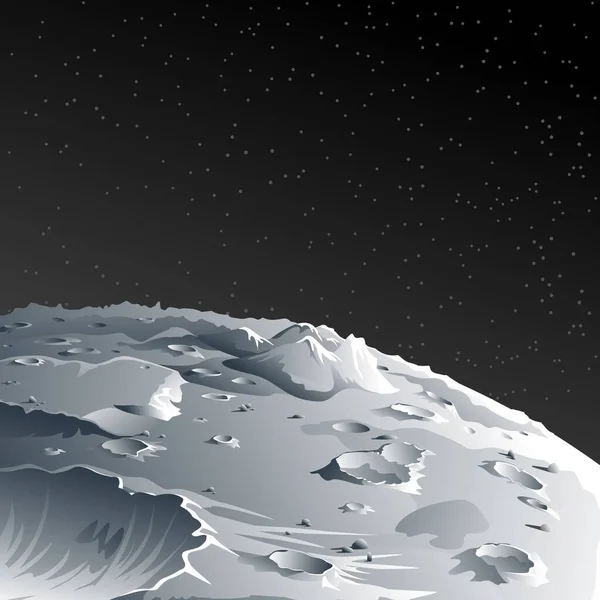 Lunar Surface Craters Mountains Vector Moon Landscape View Space — Vector de stock
