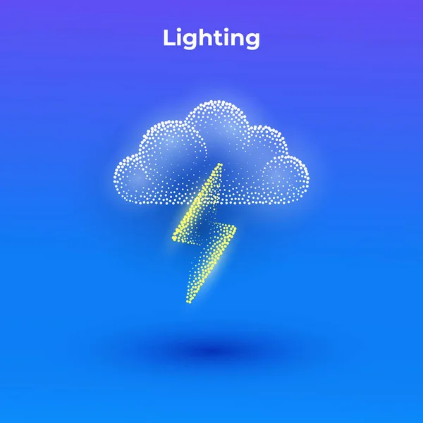 Lighting Icon Transparent Effect Halftone Weather Simple Icon Minimalistic Cloud — 图库矢量图片