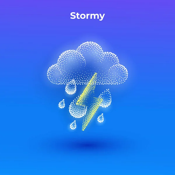 Значок Stormy Прозрачным Эффектом Простая Икона Погоды Минималистичными Облаками Молниеносными — стоковый вектор