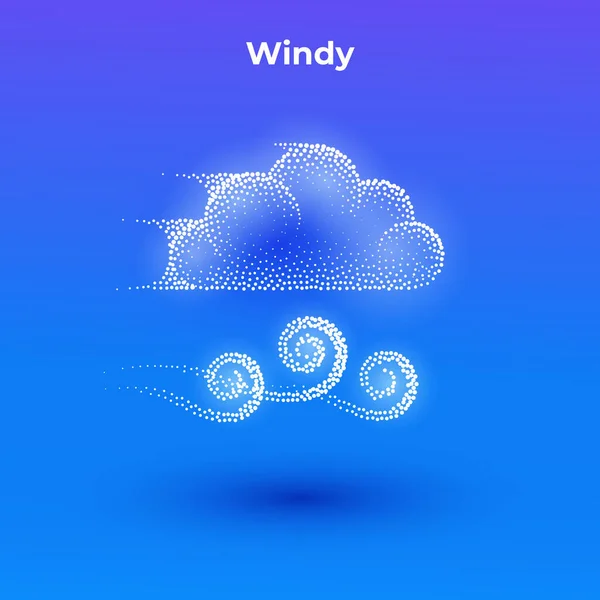 Windy Icon Transparent Effect Halftone Weather Simple Icon Minimalistic Cloud — 图库矢量图片