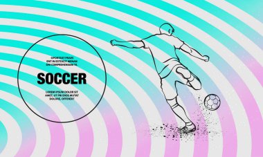 Soccer striker, back view. Vector outline of Football player sport illustration.