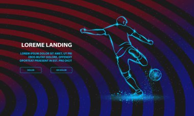 Soccer striker, back view. Vector Sports Background for Landing Page Template.
