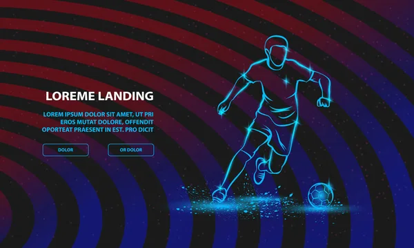 Soccer Player Dribbling Ball Vector Sports Background Landing Page Template Vektorgrafiken