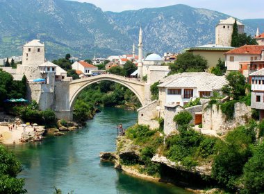 Bridge over Neretva river in Mostar clipart
