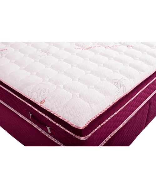 Matelas Rembourré Confortable Avec Tête Lit Rouge Boutonnée — Photo