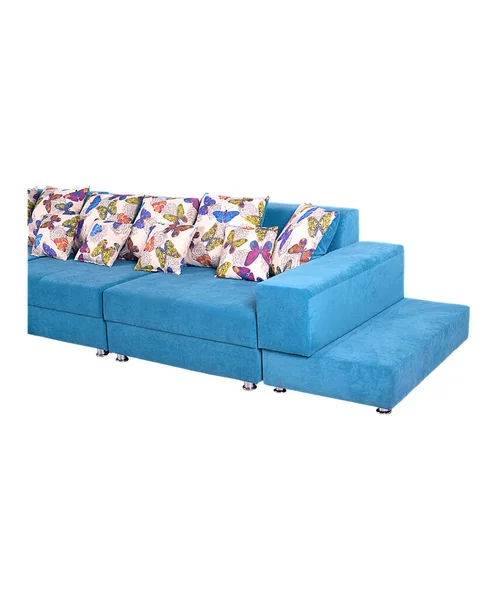 Colorful Padded Sofa Set Blue — ストック写真