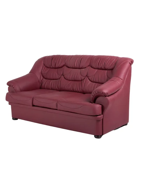 Red Leather Sofa Set Single Seat — ストック写真