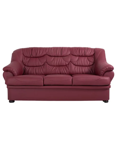 Κόκκινο Δερμάτινο Καναπέ Σετ Και Μονό Κάθισμα — Φωτογραφία Αρχείου