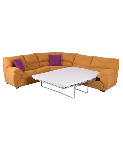 Purple Sofa Set Orange Padding Expandable Bed Feature — стоковое фото