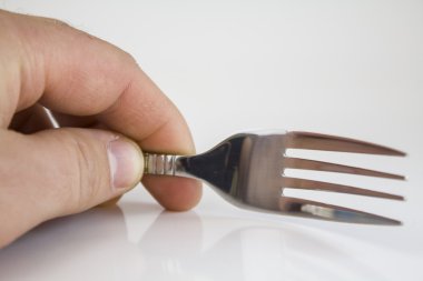 Erkekler el paslanmaz çatal ile