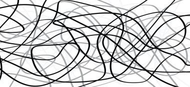 Çizgi film, karikatür kaosu, kaotik dalgalı çizgi deseni, örgülü, pürüzsüz. Kris, çizikleri birleştir. Düz vektör dalga çizgisi çizgileri. 