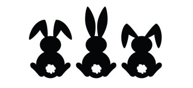 Tavşan silueti simgesi. Hat düzeni. Komik Paskalya tavşanı. Düz vektör tavşanlar