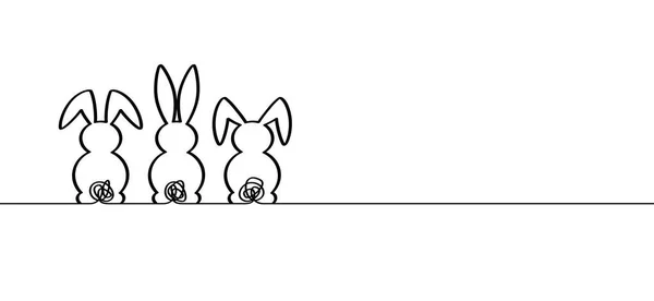Kaninchensilhouette Ikone Strichmuster Lustiger Osterhase Flachvektorkaninchen — Stockvektor