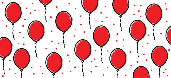 Bande Dessinée Bannière Fête Ballon Bande Dessinée Amour Ballons Rouges — Image vectorielle