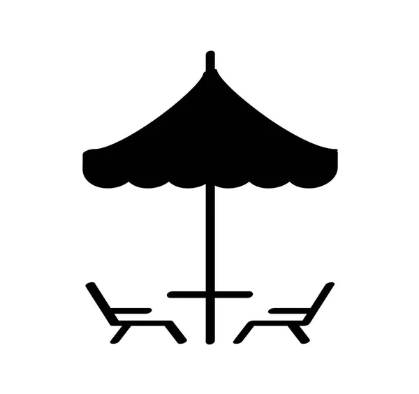 Cadeira Desenho Animado Cadeira Praia Mesa Debaixo Guarda Chuva Chaise —  Vetores de Stock