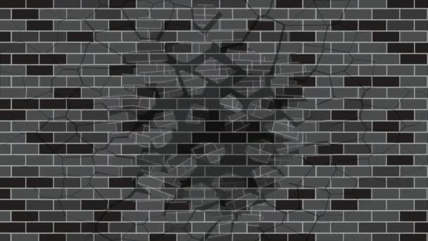 Puste Tło Ceglane Ściany Wybuchający Kamień Ruchomego Bloku Miejskie Wideo — Wideo stockowe