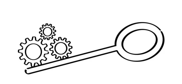 Ключ Шестернями Колесики Cogwheels Успех Бизнес Концепции Партнерство Бизнеса Признаки — стоковый вектор