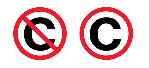 版权免费 没有法律承认 画出C或 漫画没有版权图标 可在公共领域免费使用 非复制右象形文字 平面矢量符号 — 图库矢量图片