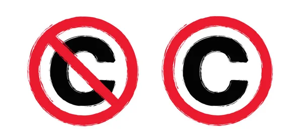 版权免费 没有法律承认 画出C或 漫画没有版权图标 可在公共领域免费使用 非复制右象形文字 平面矢量符号 — 图库矢量图片
