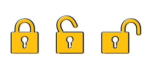 Bezpečnostní Symbol Ikony Zámku Zavřený Napůl Otevřený Otevřený Ikona Zavřený — Stockový vektor