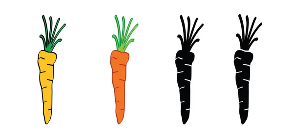 Orange Carrot Silhouette Banner Background Fresh Carrots Halm Leaves Cartoon — Stock Vector