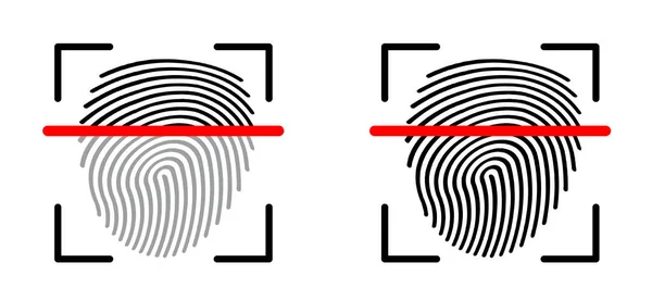 Numérisation Empreintes Digitales Les Gens Dessinent Pictogramme Empreintes Digitales Biométrique — Image vectorielle