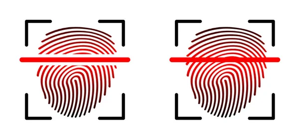 Сканирование Отпечатков Пальцев Мультфильм Люди Отпечаток Пальца Пиктограмма Цифровая Биометрия — стоковый вектор