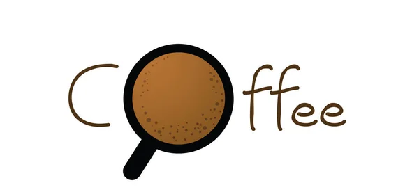 Slogan Koffie Met Letter Als Een Kopje Koffie Vlak Vectorteken — Stockvector
