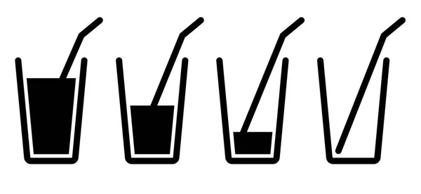 Cold Drink Water Glass Icon Vector Cocktail Soda Lemonade Juice — Stock Vector